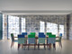 Christopher Farr Cloth Oceans Squares Vinyl Ultramarine on the walls at Firmdale Hotel
